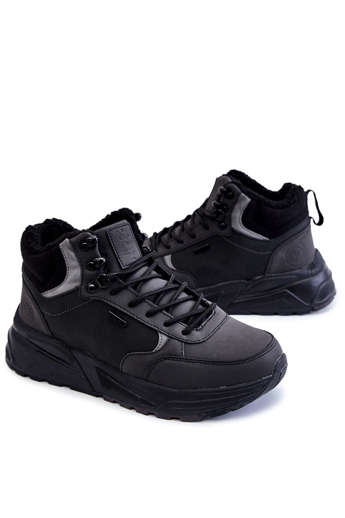 Męskie Ocieplane Buty Trekkingowe Cross Jeans KK1R4031C Czarne