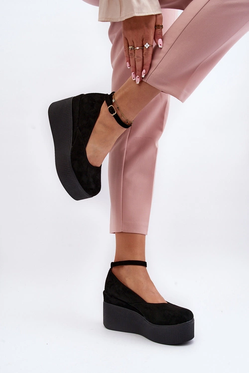 Damskie Espadryle Na Koturnie Czarne Malla