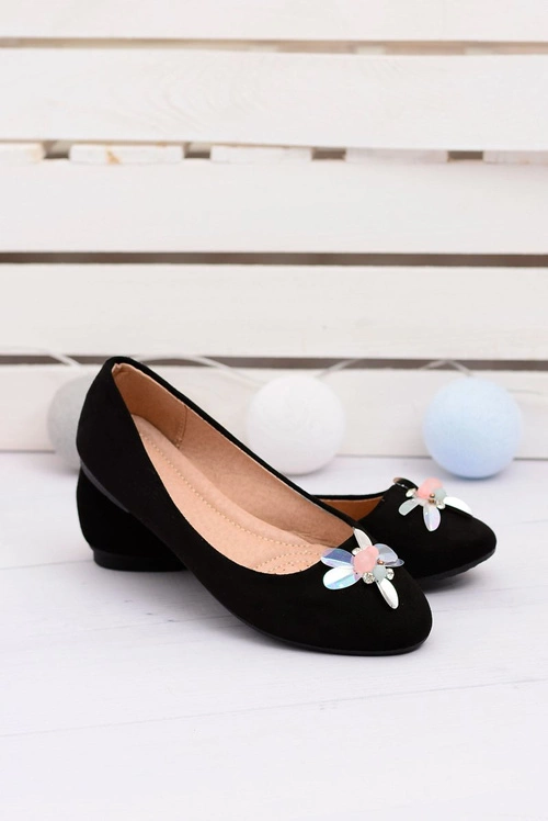 Zamszowe Czarne Damskie Balerinki Blume