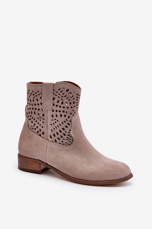 Zazoo 3305/2 Damskie Ażurowe Botki Cappuccino
