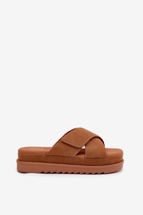 Klapki Damskie Na Platformie Z Przeplatającymi Się Paskami Camel Rinasara
