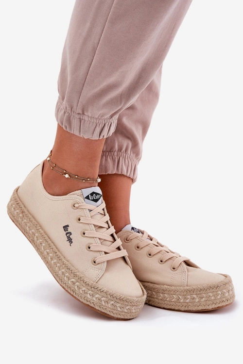 Trampki Damskie Z Plecionką Lee Cooper LCW-25-44-3215 Beżowe