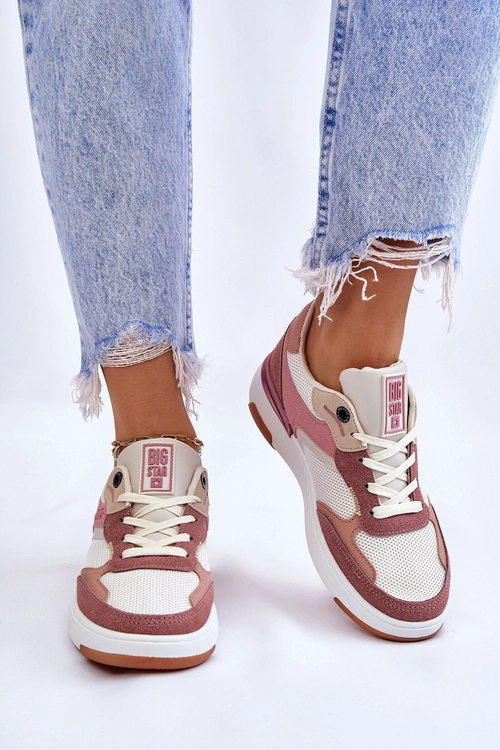 Damskie Buty Sportowe Sneakersy Big Star LL274438 Różowo-Białe