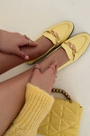 Loafersy Damskie Z Ozdobnym Detalem Żółte Rosynne