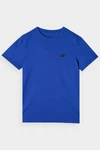 Chłopięcy T-shirt Gładki Bawełniany Niebieski 4F 4FJWMM00TTSHM1626-36S