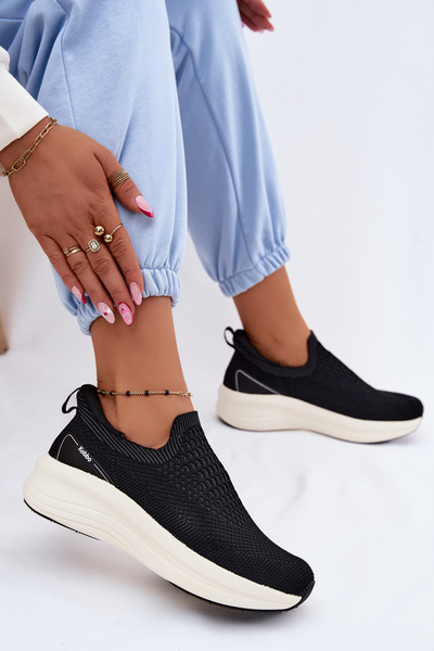 Wsuwane Sneakersy Damskie Materiałowe Kobbo 102424 Czarne