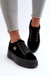 Niskie Sneakersy Damskie Na Platformie Czarne Telirra