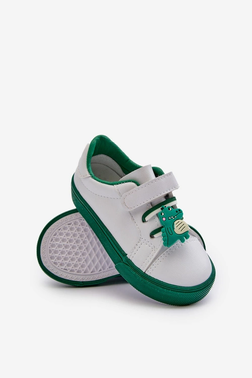 Dziecięce Sneakersy Trampki Z Przypinką Biało-Zielone Pennyn