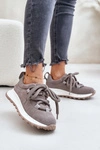 Zamszowe Sneakersy Damskie Z Grubym Sznurowaniem Artiker 54C1465 Szare