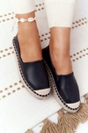 Skórzane Espadryle Na Plecionej Podeszwie Big Star HH274505 Czarne