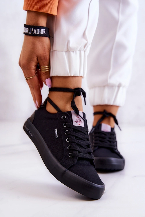 Damskie Tenisówki Wiązane Cross Jeans JJ2R4039C Czarne