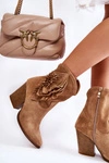 Damskie Zamszowe Botki Lewski Shoes 2808/L Beżowe