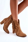 Damskie Zamszowe Botki Lewski Shoes 3093 Beżowe