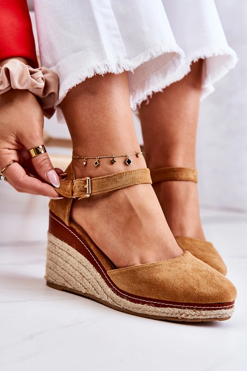 Damskie Espadryle Na Koturnie Brązowe Tamarill