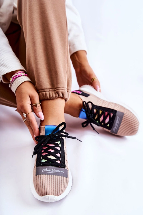 Damskie Wsuwane Sportowe Buty Sneakersy Beżowe Klayra