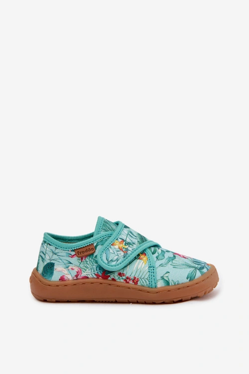 Kapcie Dziecięce Na Rzep Barefoot Kwiaty Liście Froddo G1700438-14 Miętowe