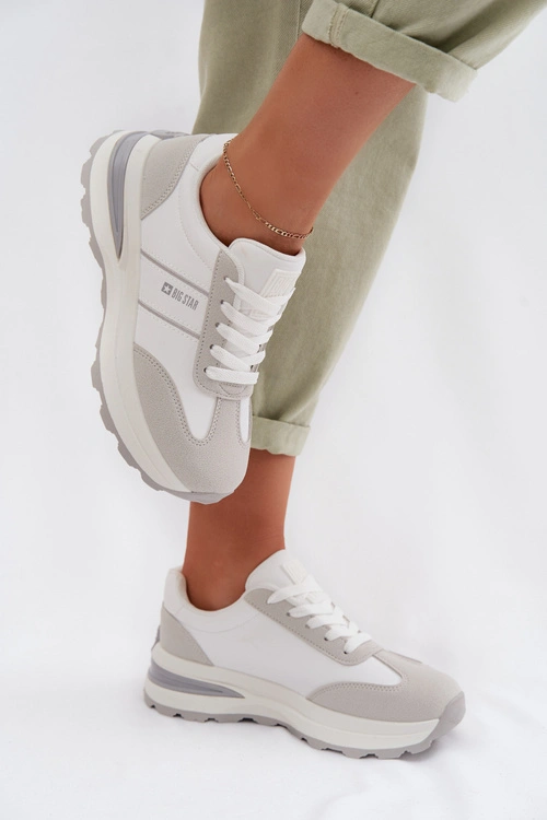 Sneakersy Buty Sportowe Damskie Big Star TT274879 HI-POLY SYSTEM Biało-Szare