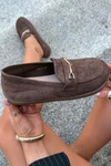 Mokasyny Barefoot Ze Złotym Detalem Brązowe Paresa