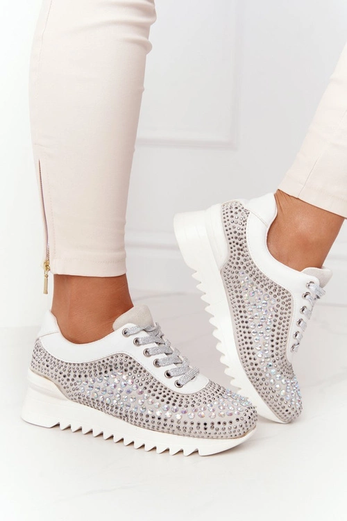 Sneakersy Na Koturnie Z Cekinami Lu Boo Szare