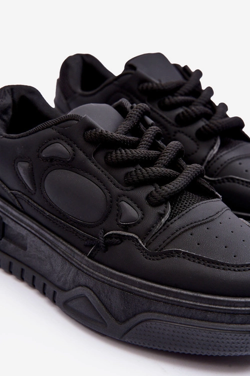 Sneakersy Damskie Na Platformie Czarne Finos