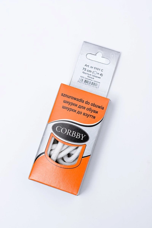 Corbby Białe Okrągłe Sznurowadła