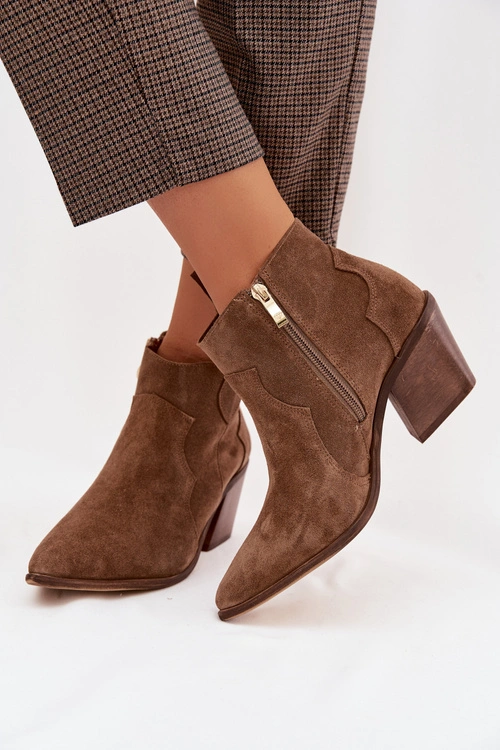Botki Kowbojki Z Naturalnego Zamszu Zazoo 3153 Khaki