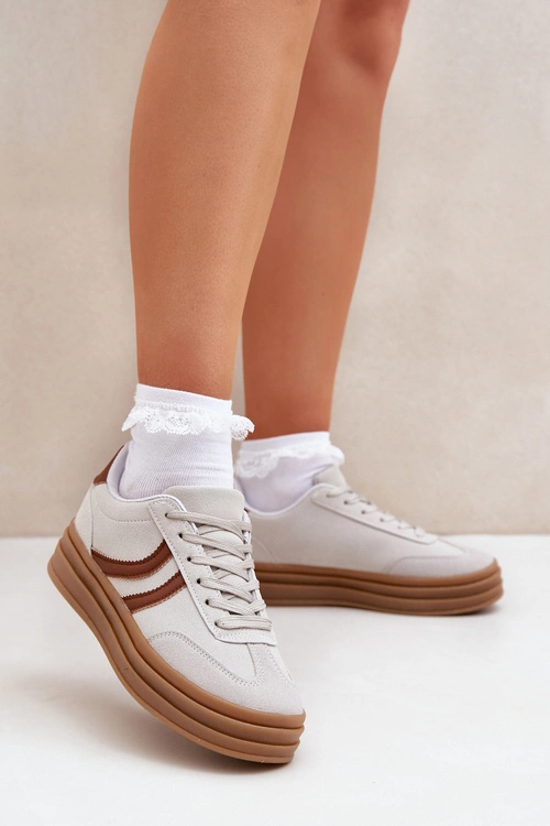 Stylowe Sneakersy Na Platformie Szare Doriwa