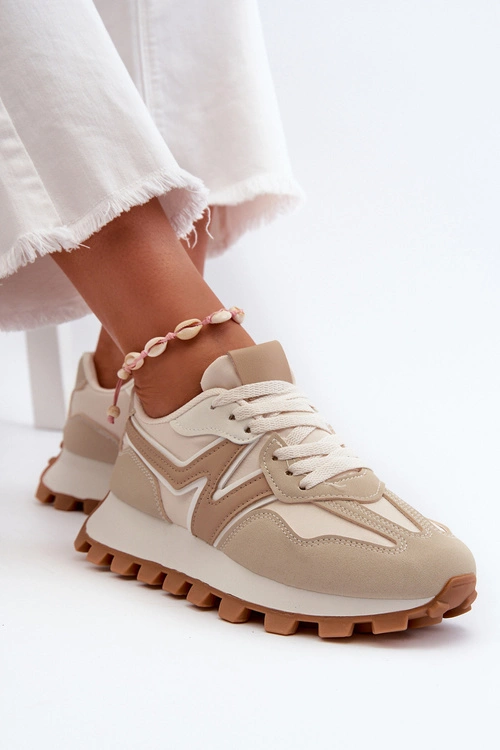 Sneakersy Buty Sportowe Damskie Beżowe Kalelia
