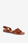 Płaskie Sandały Damskie Z Eko Skóry Camel Illoria