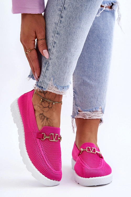 Damskie Wsuwane Tenisówki Slip-On Z Ozdobą Fuksja Alena