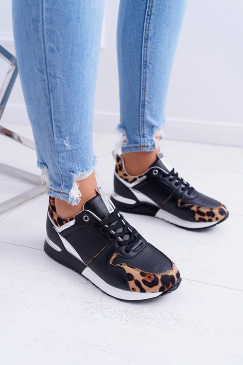 Sportowe Damskie Buty W Panterkę Czarne Fippo