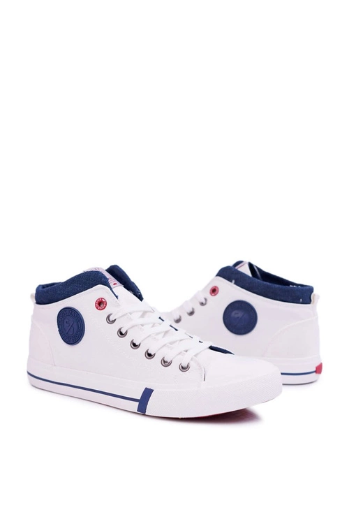 Trampki Męskie Cross Jeans Wysokie Materiałowe Białe DD1R4056