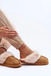 Damskie Papcie Klapki z Futerkiem Camel Pinky