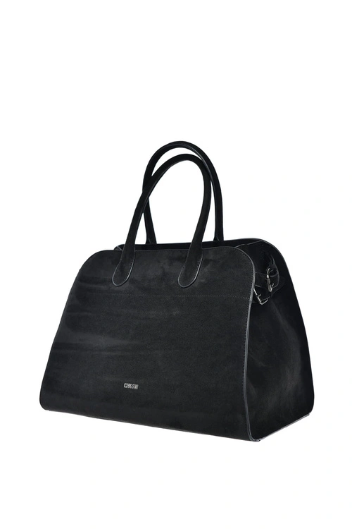 Torba Shopper Damska Z Eko Zamszu Big Star SS574007 Czarna