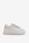 Skórzane Sneakersy Damskie Na Platformie GOE NN2N4033 Białe