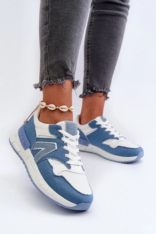 Jeansowe Sneakersy Damskie Z Eko Skóry Niebieskie Vinelli