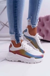 Sportowe Damskie Buty Gruba Podeszwa Holograficzne Białe Party Up