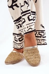 Eleganckie Skórzane Espadryle Z Plecionką Zazoo 10178 Beżowo-Złote