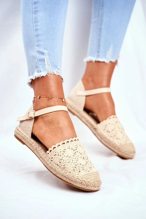 Espadryle Damskie Na Platformie Lniane Beżowe Vienna