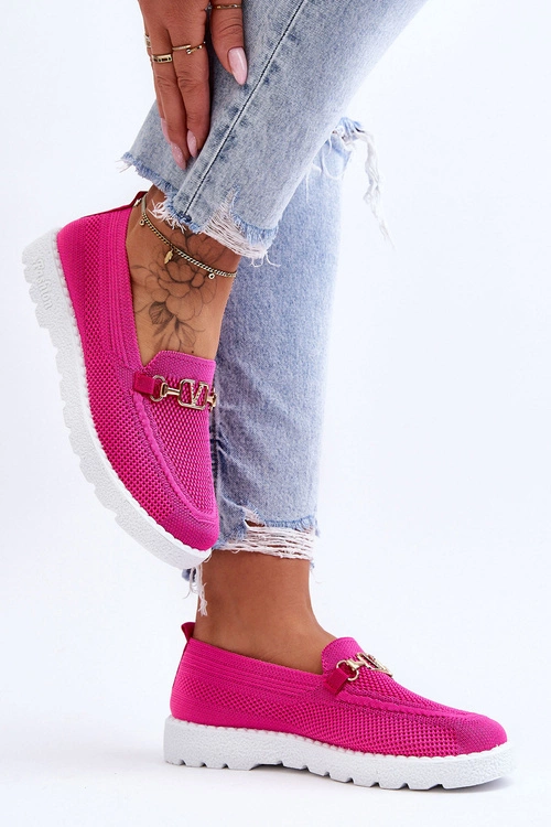 Damskie Wsuwane Tenisówki Slip-On Z Ozdobą Fuksja Alena