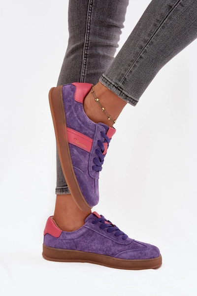 Zamszowe Sneakersy Damskie Vinceza 79576 Fioletowe