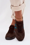 Zazoo N1068 Zamszowe Niskie Sneakersy Damskie Czekoladowe
