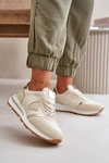 Sneakersy Damskie Z Eko Skóry Beżowe Velaniela