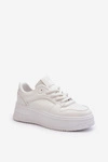 Sneakersy Damskie Na Platformie Eko Skóra Białe Vhisper