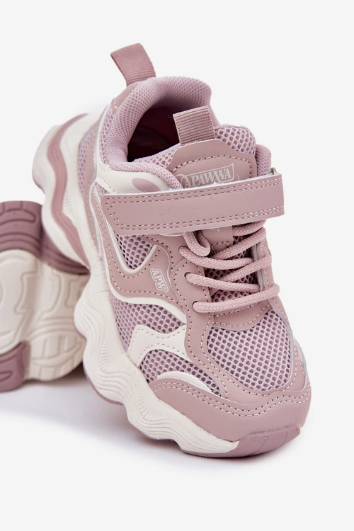 Sneakersy Dziecięce Na Grubej Podeszwie Różowe Lianees