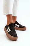 Zazoo N1095S2 Sneakersy Skórzane Damskie Na Platformie Czarne