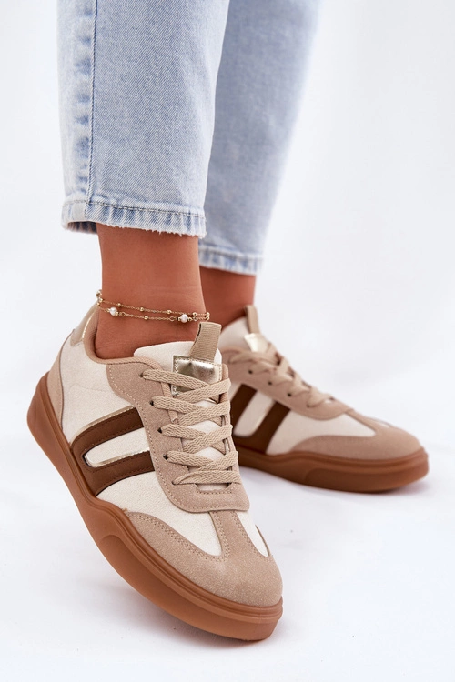 Sneakersy Damskie Z Eko Zamszu Beżowe Satylies