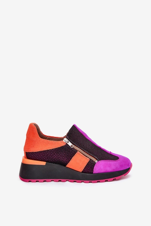 Skórzane Sneakersy Na Koturnie Maciejka 06853-15 Czarne