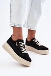 Skórzane Zamszowe Sneakersy Na Platformie Kobbo 41535 Czarne