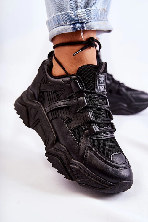Damskie Sportowe Buty Sneakersy Czarne Daren